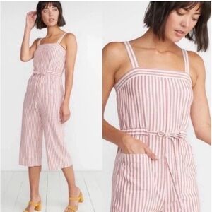 Like New Marine Layer Rita Cherry Striped Red/White Cropped Romper- Medium